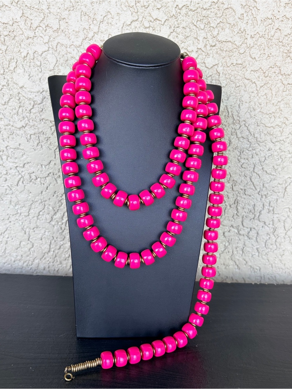 Premier Designs Bold Hot Pink Multi-Strand Bead Necklace